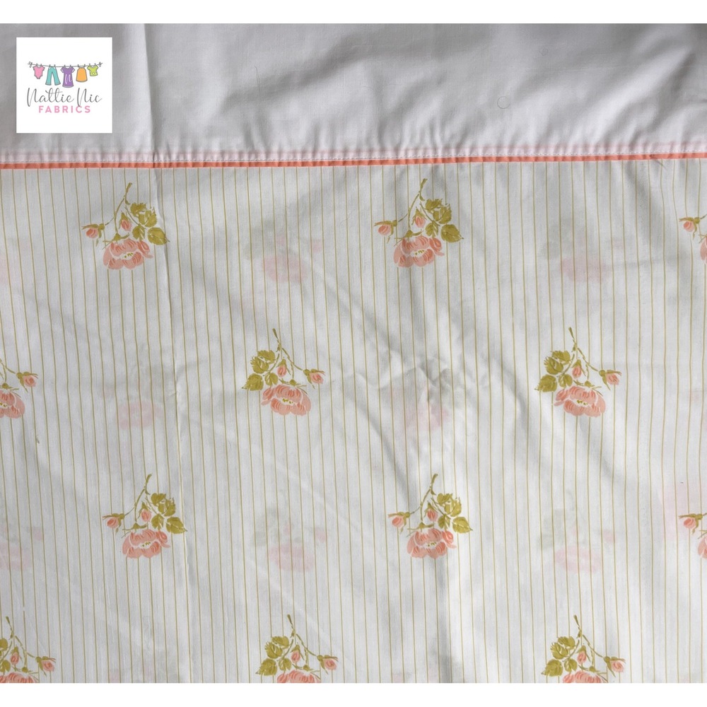 Twin Flat‎ Vintage Striped floral sheet, Roger Baugh, Springmaid - Picture 2 of 5
